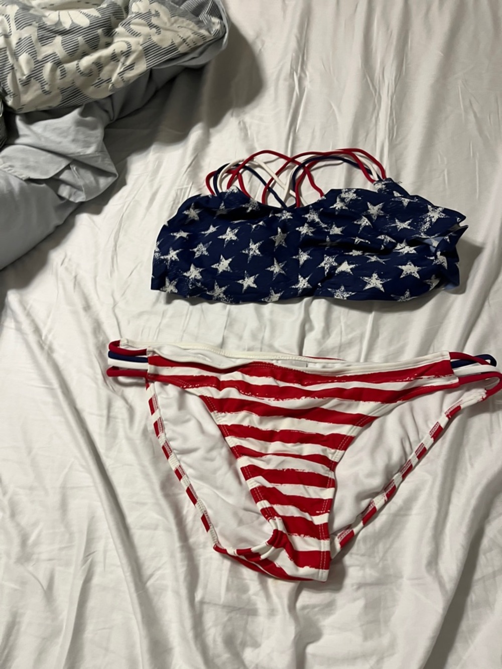 Xhilaration Navy Star & Red Stripe Two-Piece Bikini